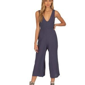 Amuse Society Linen Jumpsuit with cut out back. Plunging neckline